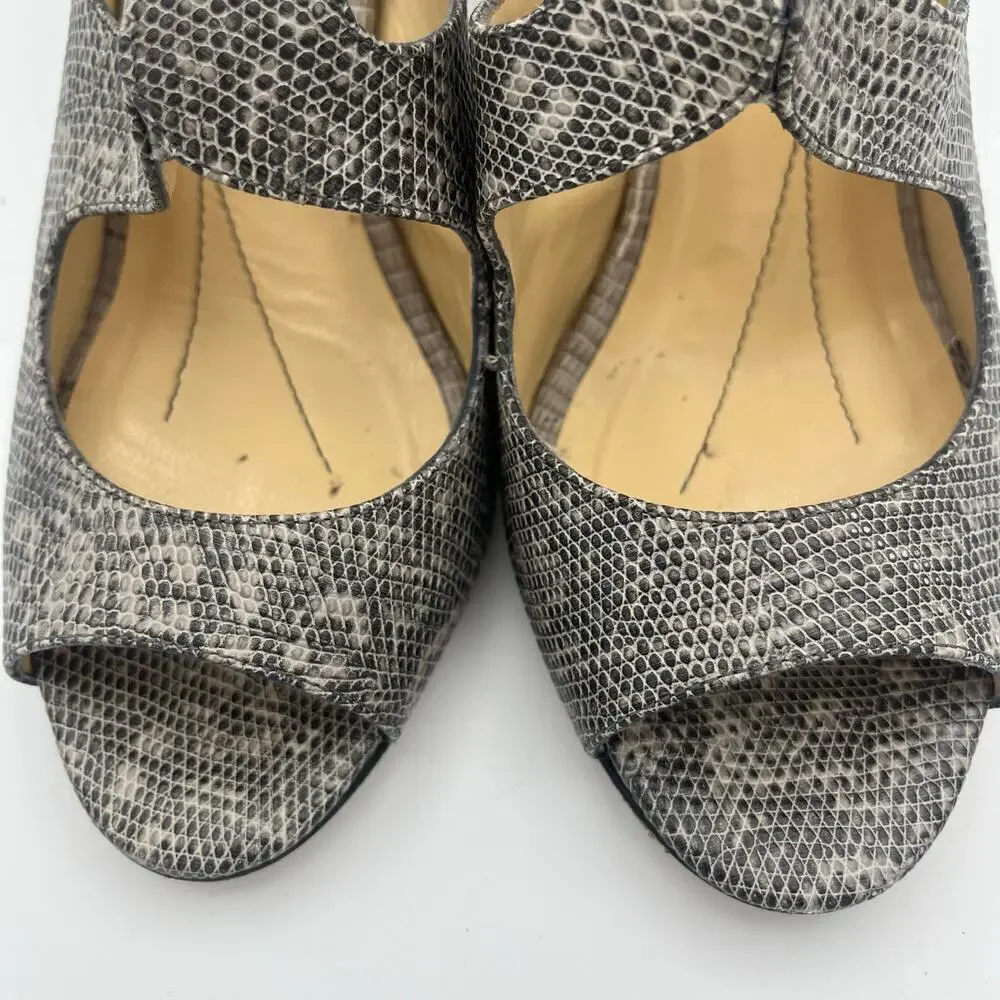 Kate Spade Women's Stormy Grey Lizard Print Strappy Heels Size 6M